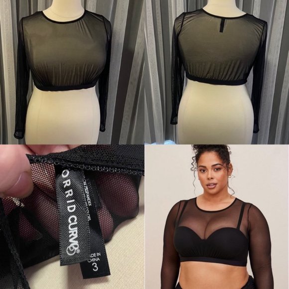 Torrid Curve Black Mesh Crop Top size 3 NWOT - Picture 1 of 1